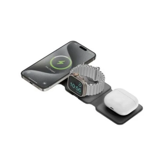 Bazic Gomag Trio Plus 3 In 1 15W Elevated Foldable Charger - Grey